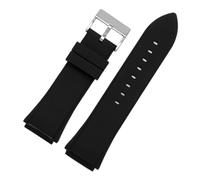 BGFFDSZ Kompatibel mit Guess W0247G3/W0248G5/W0040G6 /W0040G7 /W0040G9/ W0407G2 22 mm Blau Schwarz Weiches Gummi-Armband Sport-Silikonarmband(Black silver buckle)