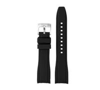BGFFDSZ Kompatibel mit Gummi-Silikon-Armband Citizen Tissot Seiko Rolex Curved End Arc Mouth 19 mm 20 mm 21 mm 22 mm wasserdichtes Outdoor-Sportarmband(Black,19mm)