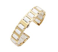 BGFFDSZ Kompatibel mit Rossini DW Armani Huawei B5 B6 Feinstahl-Keramik-Damenuhrenarmband 14 mm 16 17 18 19 20 21 22 Uhrenarmband(Gold-white,13mm)