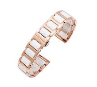 BGFFDSZ Kompatibel mit Rossini DW Armani Huawei B5 B6 Feinstahl-Keramik-Damenuhrenarmband 14 mm 16 17 18 19 20 21 22 Uhrenarmband(Rosegold-white,21mm)
