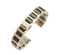 BGFFDSZ Kompatibel mit Rossini DW Armani Huawei B5 B6 Feinstahl-Keramik-Damenuhrenarmband 14 mm 16 17 18 19 20 21 22 Uhrenarmband(Gold-black,22mm)