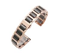BGFFDSZ Kompatibel mit Rossini DW Armani Huawei B5 B6 Feinstahl-Keramik-Damenuhrenarmband 14 mm 16 17 18 19 20 21 22 Uhrenarmband(Rosegold-black,21mm)