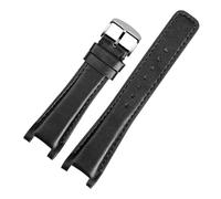 BGFFDSZ Konkaves Rindsleder-Uhrenarmband, kompatibel mit Guc YA1332 YA1333 1335 Serie, Gucci-Armband for Herren und Damen(Black silver,20mm-12mm)