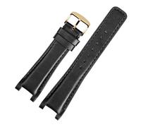 BGFFDSZ Konkaves Rindsleder-Uhrenarmband, kompatibel mit Guc YA1332 YA1333 1335 Serie, Gucci-Armband for Herren und Damen(Black gold,20mm-12mm)