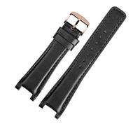 BGFFDSZ Konkaves Rindsleder-Uhrenarmband, kompatibel mit Guc YA1332 YA1333 1335 Serie, Gucci-Armband for Herren und Damen(Black rosegold,16mm-10mm)