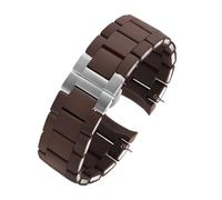 BGFFDSZ Silikon- und Edelstahlarmband, kompatibel mit Armani AR5906, AR5905, AR5890, AR5889, 5858 5920 (Herren 23 mm, Damen 20 mm), Kautschukarmband(Brown Silver,20mm)