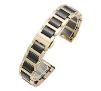 BGFFDSZ Uhrenarmband aus Keramikstahl for Herren, Schwarz, Weiß, Uhrenkette aus Edelstahl for Damen, kompatibel mit Tissot Armani 12 13 14 15 16 17 18 20 22 mm(Golden-Black,14mm)