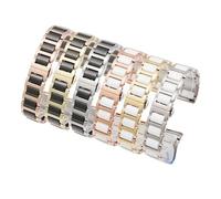 BGFFDSZ Uhrenarmband aus Keramikstahl for Herren, Schwarz, Weiß, Uhrenkette aus Edelstahl for Damen, kompatibel mit Tissot Armani 12 13 14 15 16 17 18 20 22 mm(Horizontal White,20mm)