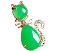 BgnEhRfL Natürliche Feng Shui Grüne Jade HalsketteKatze Meow Meow Star S925 Silber Vergoldet