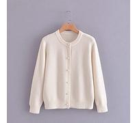 BGNHJ Strickjacke Damen,Damen Grobstrick Strickjacke Einfarbig Blau Mantel Ultra-Weich Rundhals Offene Front Pullover Langarm Warme Oberbekleidung Jacke,Beige