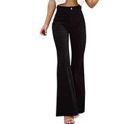 bgyujn Schlaghose Damen Cordhose Slim Fit Einfarbig Freizeit Winterhose Bootcut Cordhose Damen High Waist Outdoorhose Cord Winter Damenhose Modische Lässig Jogginghose Enges Cordhosen (Black, M)