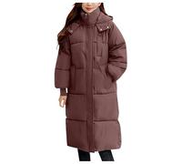 bgyujn Winterjacke Damen Lang Warm Wintermantel Grosse Grössen Verdickt Weiche Mantel Mit Kapuzen Steppjacke Daunenmantel Mit Taschen Winter Frauen Elegant Outdoor Warmer Steppmantel (Coffee-1, XXL)