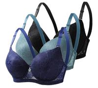 BH Damen mit Bügel Klassische BHS Push Up Spitzen BH Set Komfort Bustier Nahtlos V-Ausschnitt Tshirt Bra mit Verstellbarem Starker Halt Trainings Schlaf BHS Große Brüste Unterwäsche Gepolstert Alltag