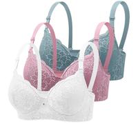 BH Damen mit Bügel Klassische BHS Spitzen Bustier Push Up BH Set Komfort Nahtlos V-Ausschnitt Tshirt Bra mit Verstellbarem Starker Halt Trainings Schlaf BHS Große Brüste Unterwäsche Gepolstert Alltag