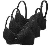 BH Damen mit Bügel Klassische BHS Spitzen Bustier Push Up BH Set Komfort Nahtlos V-Ausschnitt Tshirt Bra mit Verstellbarem Starker Halt Trainings Schlaf BHS Große Brüste Unterwäsche Gepolstert Alltag