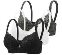 BH Damen mit Bügel Klassische BHS Spitzen Bustier Push Up BH Set Komfort Nahtlos V-Ausschnitt Tshirt Bra mit Verstellbarem Starker Halt Trainings Schlaf BHS Große Brüste Unterwäsche Gepolstert Alltag