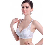 BH Damen Mit Bügel Spitze Gepolsterte Push-up-BHS Für Frauen Komfortable Unterstützung Verstellbare Träger Bügel Spitze Alltags-BH Büstenhalter Weiß 38B EU 85B