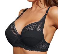 BH Damen mit ohne Bügel Nahtlose U-Förmiger Rücken BH Bustier Damen Push Up Sexy Bralette BH Bustier Ohne Bügel Leicht Blumen Lace Lifting-BH Spitzen Crop Top Weste Unterwäsche (Black-a, 36C)