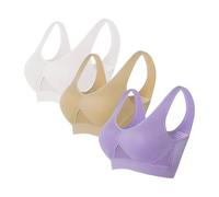 BH Damen ohne Bügel 3er Pack Still BH Seamless Bra Push Up Starker Halt Bustier Set Große Größe Sport BHs mit herausnehmbaren Polstern Baumwolle Klassische BHs Verstellbarem Unterwäsche Set S-5XL