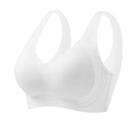BH Damen Ohne Bügel Nahtloser Tiefem V Ausschnitt Gewellte Ränder Push Up Entlastungs BH Soft Atmungsaktiv Seamless Bustier Bequemer Klassische Women's Yoga Sport Büstenhalter (Beige, M)