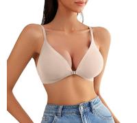 BH Damen ohne Bügel Push Up BH Große Größen Guter Halt Bügelloser BH Seamless Bra Soft BH ohne Buegel Bequemer T Shirt V-Ausschnitt Bralette (Nude, M)