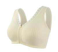 BH Damen Ohne Bügel Push Up Bustier mit Vorn Reißverschluss Klassische Wmbra BH Original Bügelloser Breiten Trägern Bustier Damen Große Brüste Vollschalen Bralette Seamless Soft Schlaf Top Bra
