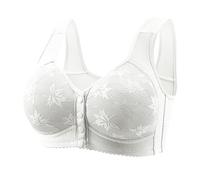 BH Damen Ohne Bügel Vorderverschluss Komfort Push Up BH Breite Träger Minimizer Bralette BHS Große Brüste Starker Halt Einfarbig Bustier Integriertem Bra Seamless Haltungskorrektur (AC-White, S)