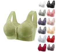 BH Damen Ohne Bügel Vorderverschluss Komfort Push Up BH Breite Träger Minimizer Bralette BHS Große Brüste Starker Halt Einfarbig Bustier Integriertem Bra Seamless Haltungskorrektur (AA-Green, M)