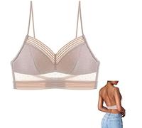 BH für Tiefen Rückenausschnitt Damen Spitzen BH Push Up Sexy U-förmiger Lifting-BH Komfort Bralette Ohne Bügel V-Ausschnitt Bustier Rücken-BH Unterwäsche (01 Beige, XXXL)