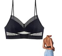BH für Tiefen Rückenausschnitt Damen Spitzen BH Push Up Sexy U-förmiger Lifting-BH Komfort Bralette Ohne Bügel V-Ausschnitt Bustier Rücken-BH Unterwäsche (02 Schwarz, S)