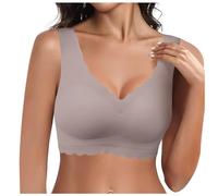 BH Große Brüste Starker Halt, Damen Bustier Weiß, Bralette Nahtlos Dehnbar Push Up BH Raffung Ohne Bügel Sport-BHS Atmungsaktiver Dünne T-Shirt BH Seamless BH Einfarbig