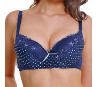 Bh Große Brüste Starker Halt Damenunterwäsche 34/75 36/80 38/85 40/90 42/95 44/100 BCDE Cup BH Sexy Spitzen-BH für Damen Dessous Übergröße Bh Ohne Bügel Baumwolle Bügel Bh 90d Ohne Polster (Blue, 75D)