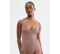 BH-Hemd SLOGGI "ZEROFeelBliss THE UP PushUpShirt", Damen, Gr. L, N-Gr, braun (cacao), Spitze, Obermaterial: 64% Polyamid, 20% Elasthan, 16% Polyester, BHs BH-Hemd, unsichtbar mit Spitzenoptik (1939541