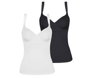 BH-Hemd VIANIA "2er Pack BH Hemd Basic", Damen, Gr. 75, Cup C, bunt (schwarz weiß), Stoff, Obermaterial: 90% Polyamid PA. 10% Elasthan EL., BHs BH-Hemd (12245417-75) schwarz weiß