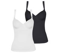 BH-Hemd VIANIA "2er Pack BH Hemd Basic", Damen, Gr. 80, Cup B, bunt (schwarz weiß), Stoff, Obermaterial: 90% Polyamid PA. 10% Elasthan EL., BHs BH-Hemd (73778309-80) schwarz weiß