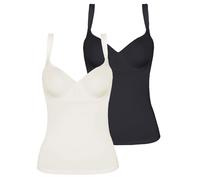 BH-Hemd VIANIA "2er Pack BH Hemd Basic", Damen, Gr. 90, Cup D, bunt (cream schwarz), Stoff, Obermaterial: 90% Polyamid PA. 10% Elasthan EL., BHs BH-Hemd (17676548-90) cream schwarz