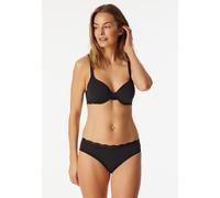 Bügel-BH SCHIESSER "Unique Cotton", Damen, Gr. 95, Cup A, schwarz, Obermaterial: 90% Baumwolle, 10% Elasthan, BHs Bügel-BH, Spitzenband, mit Schale (82887533-95) schwarz