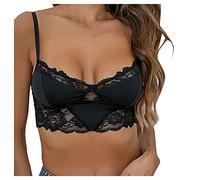 BH mit Spitze, Bustier Damen Schwarz, Bralette Nahtlose Dehnbar Push Up BH Raffung Ohne Bügel Sport-BH Atmungsaktiv Leichter T-Shirt BH Elegant Modisch Schlaf BH Solid Klassische