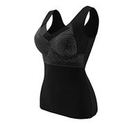 BH Push Up Ärmellose Thermo-Shirts für Frauen mit Nicht abnehmbarem, integriertem BH mit V-Ausschnitt, Weste, Fleece-gefütterte Unterwäsche, Thermo-Tanktops, Thermoshirt Damen Winter