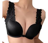 Bh RüCkenfreies Kleid Damen-BH mit offenen Körbchen, gerafft, atmungsaktiv, bequem, hautfreundlich, weicher Unterwäsche-BH Sieh An Modischer, Einfarbiger, Sexy Push-Up-Bh Aus Spitze (Black, 36)