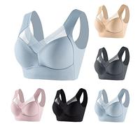 BH,Women's Non-Wired Bra, Sleep Bustier Tops, Lace Bralette, Non-Wired Classic T-Shirt Bra, Cups, Comfortable, Soft, Seamless,Light Blue