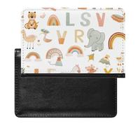 BHTGTRFDTD Reisepasshülle Etui Alphabet Mit Niedlichen Tieren Pu Leder Reisepasshülle Mit Kartenschlitz