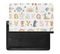 BHTGTRFDTD Reisepasshülle Etui Alphabet Mit Niedlichen Tieren Pu Leder Reisepasshülle Mit Kartenschlitz