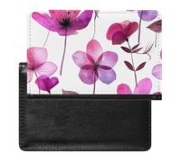 BHTGTRFDTD Reisepasshülle Etui Aquarell Blumen Blossom Lila Pu Leder Reisepasshülle Mit Kartenschlitz