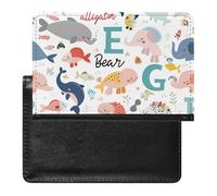 BHTGTRFDTD Reisepasshülle Etui Buntes Alphabet Mit Tieren Pu Leder Reisepasshülle Mit Kartenschlitz