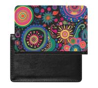 BHTGTRFDTD Reisepasshülle Etui Farbige Kreismuster Pu Leder Reisepasshülle Mit Kartenschlitz