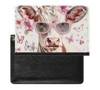 BHTGTRFDTD Reisepasshülle Etui Kuh Rosa Blumen Pu Leder Reisepasshülle Mit Kartenschlitz