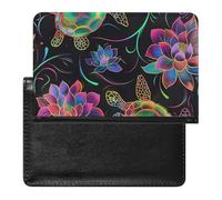 BHTGTRFDTD Reisepasshülle Etui Neon-Schildkröten Lotusmuster Pu Leder Reisepasshülle Mit Kartenschlitz
