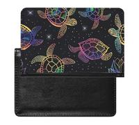 BHTGTRFDTD Reisepasshülle Etui Neon-Schildkröten Lotusmuster Pu Leder Reisepasshülle Mit Kartenschlitz