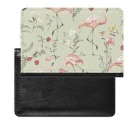 BHTGTRFDTD Reisepasshülle Etui Pinke Flamingos Tropische Blumen Pu Leder Reisepasshülle Mit Kartenschlitz